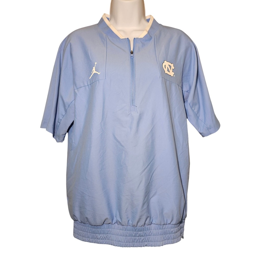 Air Jordan UNC Tar Heels Warm Up Pullover Jacket Short Sleeve Jumpman Mens S EUC